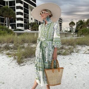 Sue Sartor Flounce Tiered Dress Lemon/Lime Parterre size XL​​